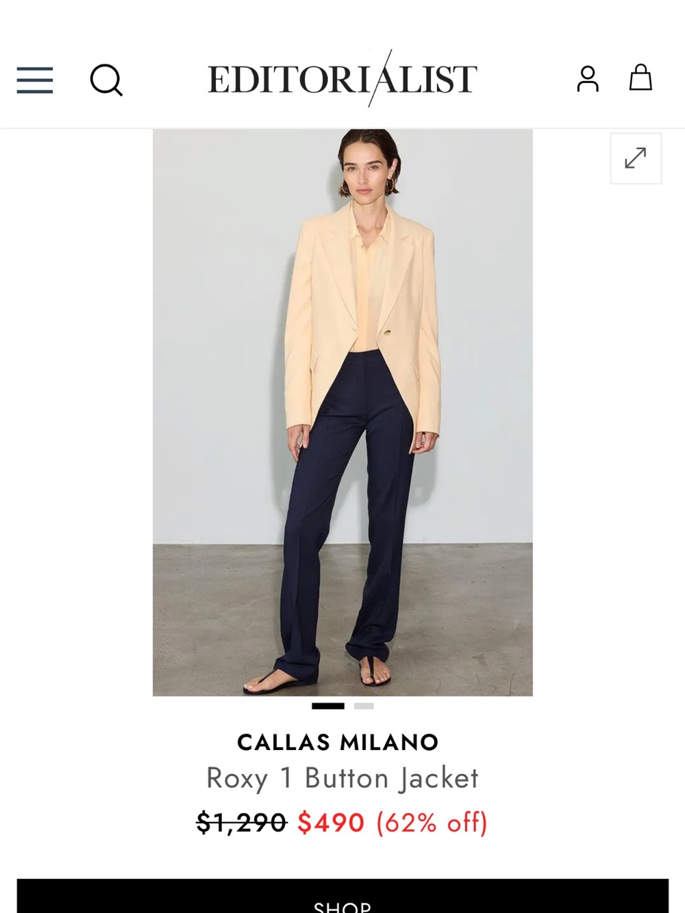 NWT- CÂLLAS ROXY 2 BARTO ANGLED BLAZER IN BURRO size 42